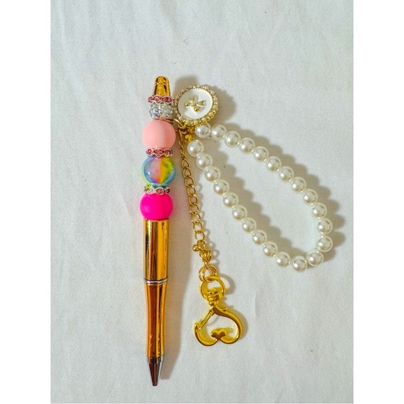 Strawberry Shortcake Keychain Charm Bookmark Pen  Set Gold with Refill Ink Pens - Picture 4 of 8